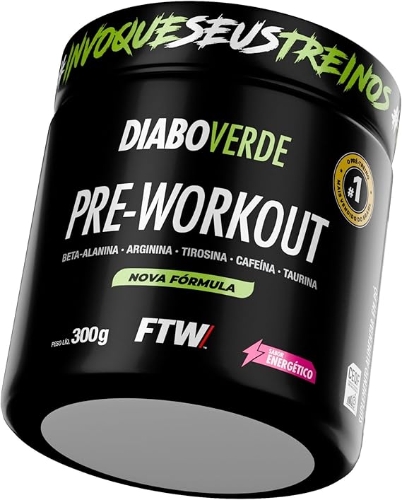 FTW Pré-Treino Diabo Verde em Pó com Cafeína, Aminoácidos Beta‑Alanina e Arginina para Treinos e Atividades Físicas - Pote 300 g (Energético) - Image 3